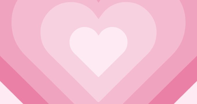Moving hypnotic pink Heart in fast motion. Seamless Psychedelic hearts for Valentines day concept. The 14th of February.