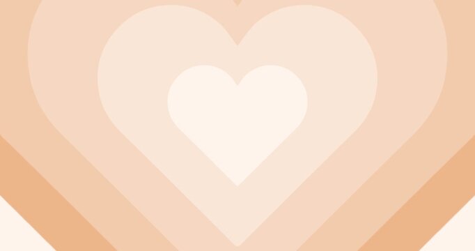 Moving hypnotic nude color Heart in fast motion. Seamless Psychedelic hearts for Valentines day concept. The 14th of February.