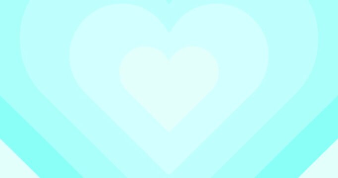 Moving hypnotic blue Heart in fast motion. Seamless Psychedelic hearts for Valentines day concept. The 14th of February.