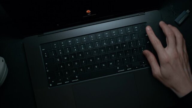 Software Engineer Turns on the Laptop, Unlocks It Using a Fingerprint Reader, and Writes a Script in One of the Programming Languages