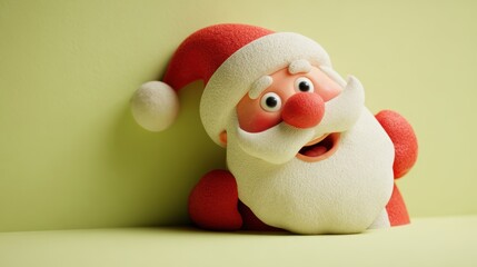 Festive Santa Claus Decoration Against a Light Green Background Holiday