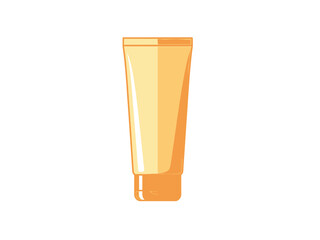 Stylized illustration of a vertical orangeyellow squeeze tube with a cap