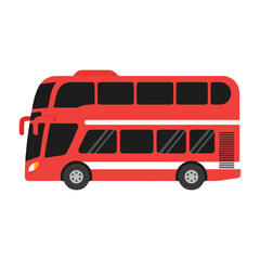 Red Double Decker Bus Icon With White Line