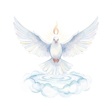 Watercolor dove illustration symbolizing baptism and the Holy Spirit