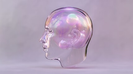Transparent Head With Bubbles, Conceptual, Abstract, Thoughtful, Dreamy