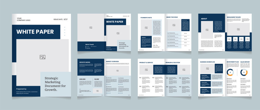 Modern White Paper Design Template for Corporate Business & Marketing Report