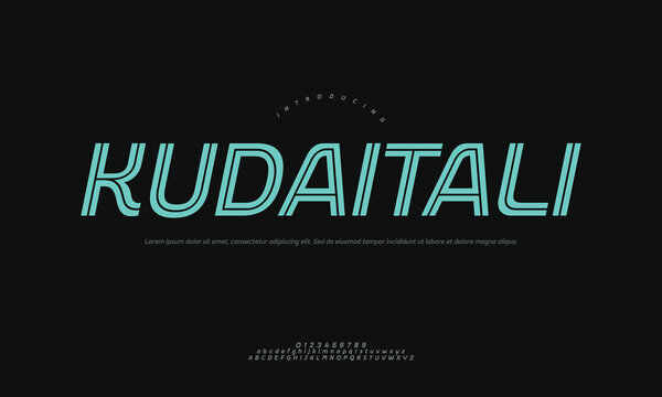 Stylish Kuda Italic Inline Font Vector Illustration with Elegant Decorative Typography for Creative Branding and Headlines