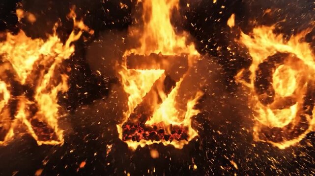 Flaming Alphabet Letters on Fire