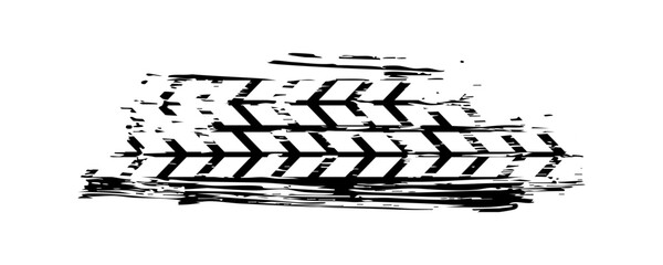Tire tread marks, wheel textures, tire marks - car racing, motocross, drift, rally, off-road and others. Vector black isolated texture in grunge style with splashes.eps10 © Rohman