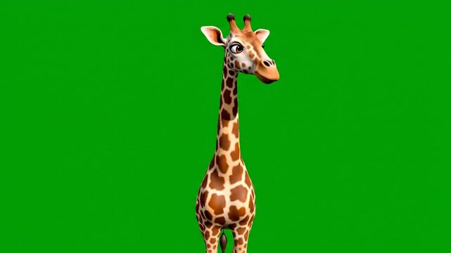 Animating a friendly giraffe character on green screen for easy background replacement