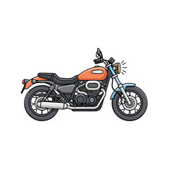 Fototapeta premium Vibrant orange motorcycle with black seat and wheels on white background