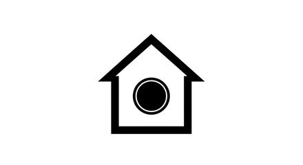 House with Circle Icon, Smart Home System Status, Isolated White Background