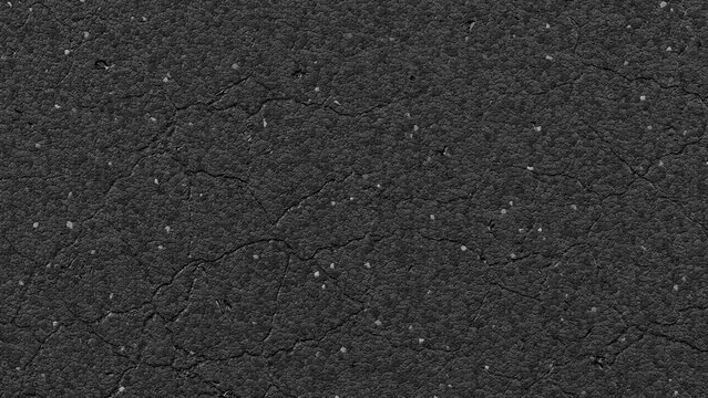 Cracked dark asphalt road pavement damaged surface texture. 3D rendering illustration