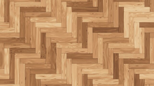 Parquet Wood Floor In Chevron Pattern Top View. 3D rendering illustration