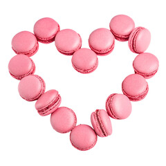 Fototapeta premium Romantic Pink Macarons for Valentine’s Day Isolated on Transparent Background