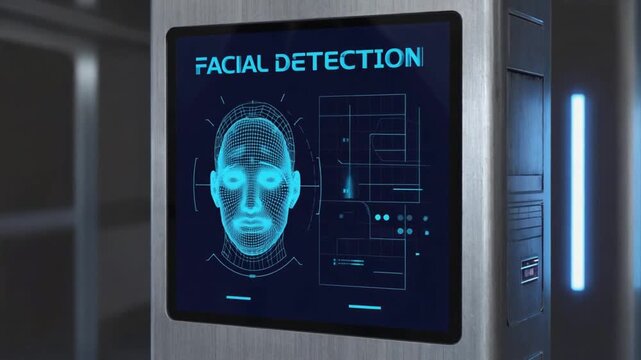 Machine with facial detection. Facial recognition.