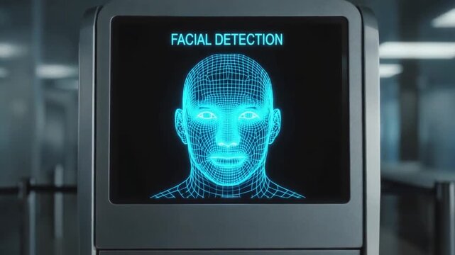 Machine with facial detection. Facial recognition.