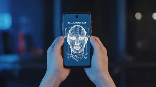 Mobile phone with facial recognition.