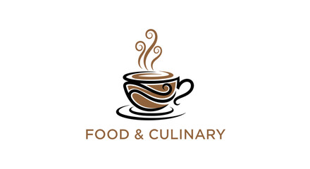 Elegant Steaming Coffee Cup Logo Representing Culinary Arts and Food Industry