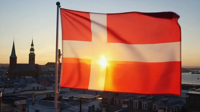 Flag of Denmark in Copenhagen.