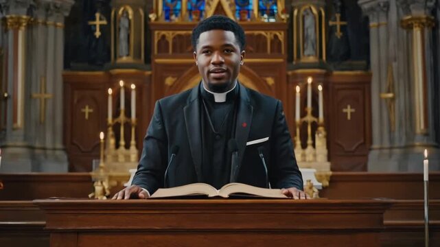 Priest reading the Bible.