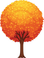 Autumn tree illustration with vibrant fall foliage, seasonal nature design, colorful leaves, vector art for environment, education, and decor themes.