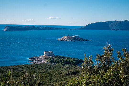 Mamula and Arza fortresses on Lu&scaron;tica Peninsula, Montenegro