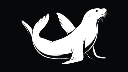A white seal illustration on a black background © Jobax