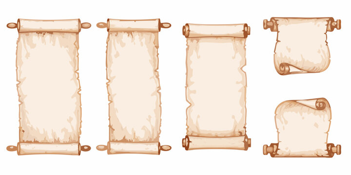 A collection of aged parchment scrolls ideal for vintage designs
