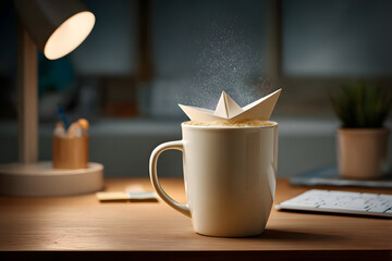 Fototapeta premium Cup of coffee on wooden table