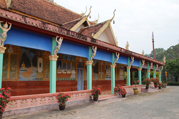 buddhist monastery closed to a khmer temple (bakong) in angkor in siem reap in cambodia 