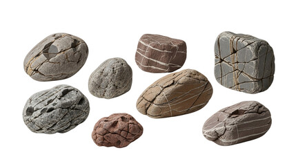 Collection of various textured rocks and stones
