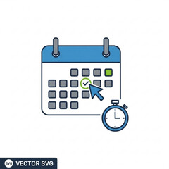 Vector illustration of calendar and clock with checkmark for schedule planning