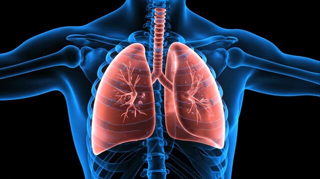 Human Lungs Anatomy 3D Animation Respiratory System Medical Visualization.