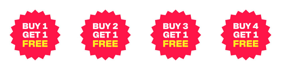 Buy One Get One Free Starburst Sale Badges Set