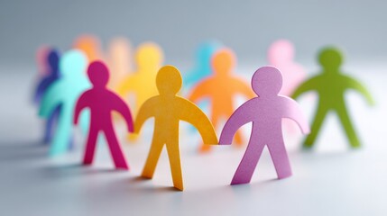 Colorful paper cutout figures symbolizing diversity and unity in a group