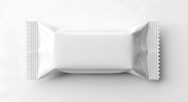 A blank white candy wrapper mockup isolated on a clean white background
