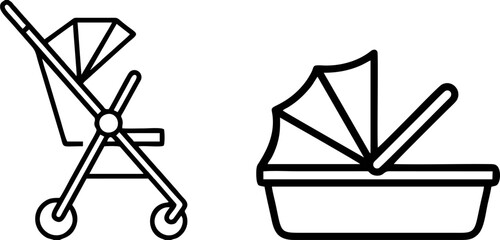 Baby Stroller Bassinet Carriage Line Art Icon