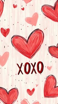 Creative heart design with xoxo text on a pink background for love themes or special events