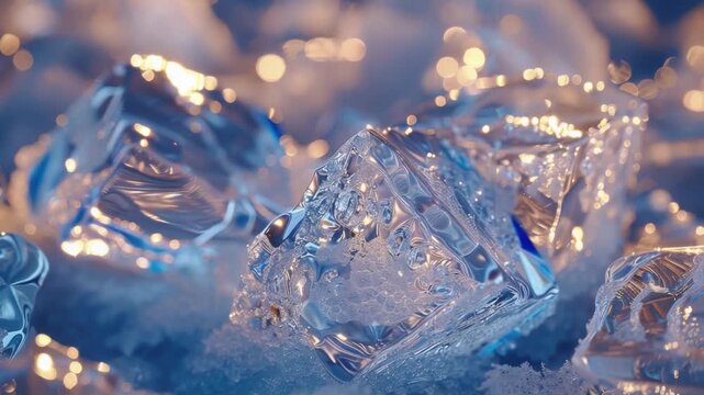 Video A detailed view of multiple ice crystals, often found in cold weather conditions