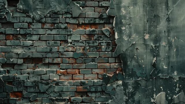 Video A worn-out brick wall with flaking paint and cracks