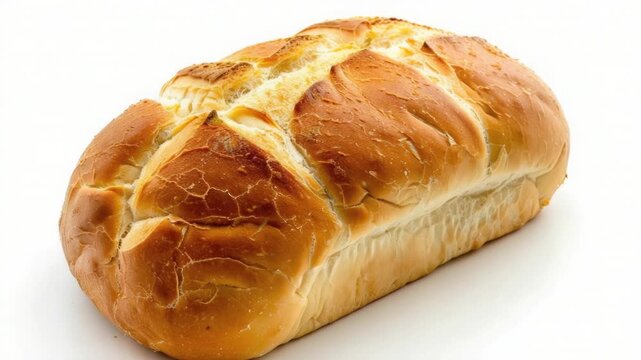 Video Freshly baked bread on a clean and simple white background