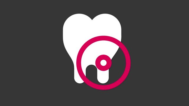 Dental Health Icon:  A minimalist dental health icon, featuring a tooth embedded within a heart shape and a diagnostic circle, symbolizing a healthy smile and care. 