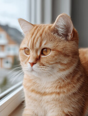 side angle, side view, fat baby golden british shorthair car