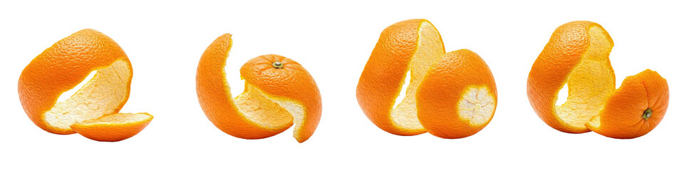 Set of Citrus Peels PNG with Oil Paint Effect Isolated on White Background