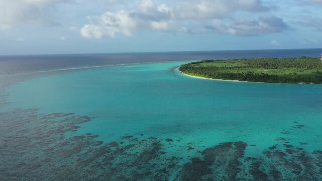 Aerial panorama Thoddoo Maldives