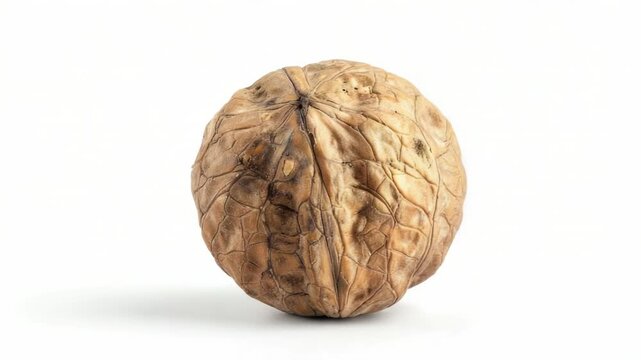 Video A single walnut shell lying on a white background