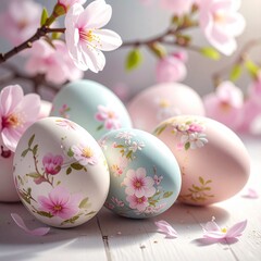 Fototapeta premium Ostereier mit floralen Mustern