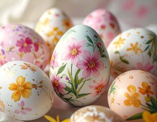 Fototapeta premium Ostereier mit floralen Mustern