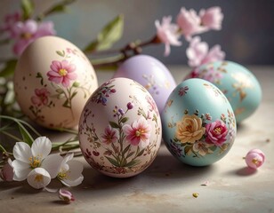 Fototapeta premium Ostereier mit floralen Mustern